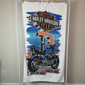 Vintage Harley Davidson Motorcycles Cotton Terrycloth Beach Towel